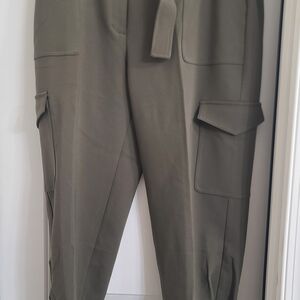 Express Olive Green Belted Cargo Jogger Pants